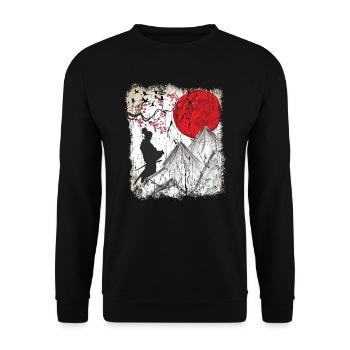Japan Vintage Japanese Art Samurai - Unisex Sweatshirt - black - Front - Alina (178cm) & Michal (187cm)