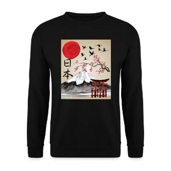 Japon Vintage Art Japonais Esthétique - Sweat-shirt Unisexe - noir - Devant - Alina (178cm) & Michal (187cm)