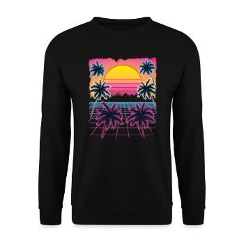 Synthwave Retro 80s Streetwear Design - Unisex Sweatshirt - black - Front - Alina (178cm) & Michal (187cm)