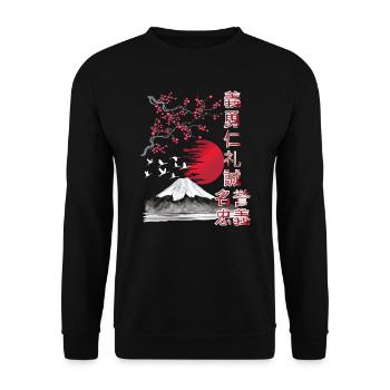 Japan Landscape - 7 Virtues of the Samurai - Unisex Sweatshirt - black - Front - Alina (178cm) & Michal (187cm)