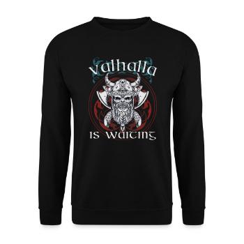 Viking Valhalla is waiting Nordmann warrior - Unisex Sweatshirt - black - Front - Alina (178cm) & Michal (187cm)