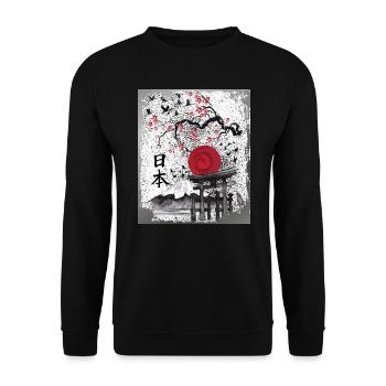 Japon Asie Art japonais Fuji Torii - Sweat-shirt Unisexe - noir - Devant - Alina (178cm) & Michal (187cm)