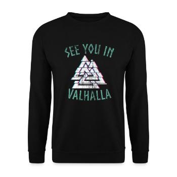 Wikinger Valhalla See you in - Valknut - Unisex Pullover - Schwarz - Vorne - Alina (178cm) & Michal (187cm)