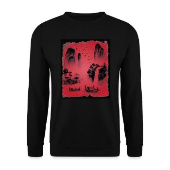 Japan Landscape Japanese Art - Unisex Sweatshirt - black - Front - Alina (178cm) & Michal (187cm)