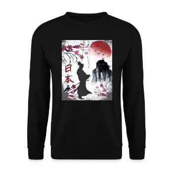 Japan Japanese Art Samurai Design - Unisex Sweatshirt - black - Front - Alina (178cm) & Michal (187cm)