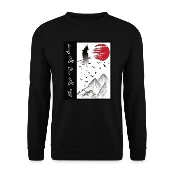 Japon Paysage Art japonais Streetwear - Sweat-shirt Unisexe - noir - Devant - Alina (178cm) & Michal (187cm)