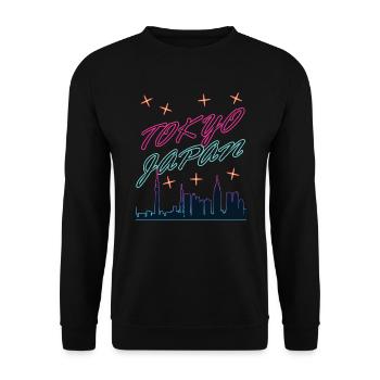 Japan Tokyo Japanese Retro Synthwave - Unisex Sweatshirt - black - Front - Alina (178cm) & Michal (187cm)