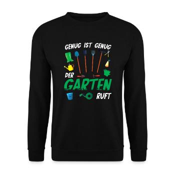 Garten Gärtner Gartenarbeit - Der Garten ruft - Unisex Pullover - Schwarz - Vorne - Alina (178cm) & Michal (187cm)