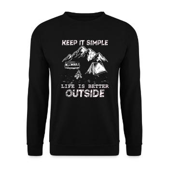 Camping Camper Keep it Simple Vintage - Unisex Sweatshirt - black - Front - Alina (178cm) & Michal (187cm)