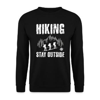 Wandern Stay Outside Wanderung Vintage - Unisex Pullover - Schwarz - Vorne - Alina (178cm) & Michal (187cm)