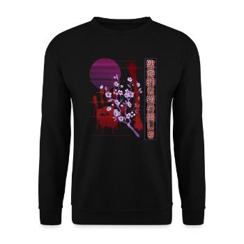 Aesthetics Vaporwave Japan Retro - Unisex Sweatshirt - black - Front - Alina (178cm) & Michal (187cm)