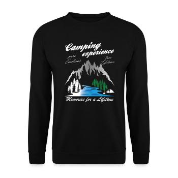 Camping Experience Camper Vintage - Unisex Pullover - Schwarz - Vorne - Alina (178cm) & Michal (187cm)