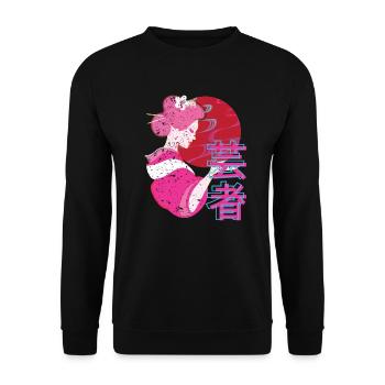 Japon Geisha des années 80 Retro Vaporwave - Sweat-shirt Unisexe - noir - Devant - Alina (178cm) & Michal (187cm)