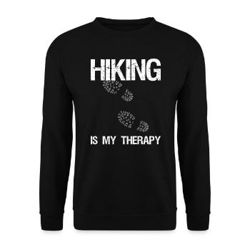 Hiking is my Therapy Vintage Wandern - Unisex Sweatshirt - black - Front - Alina (178cm) & Michal (187cm)