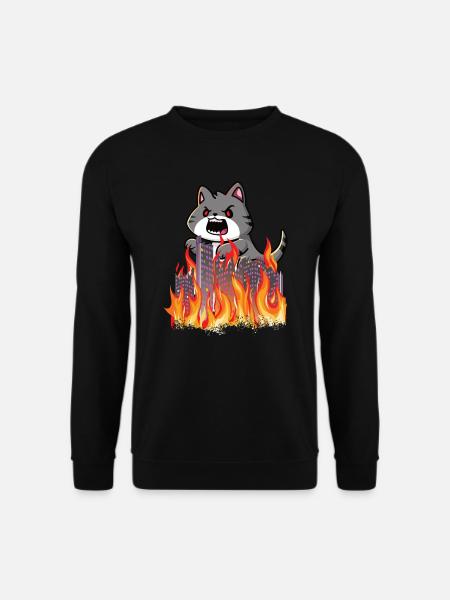 Lustige Anime Katze Manga Kawaii Japanisch - Unisex Pullover - Schwarz
