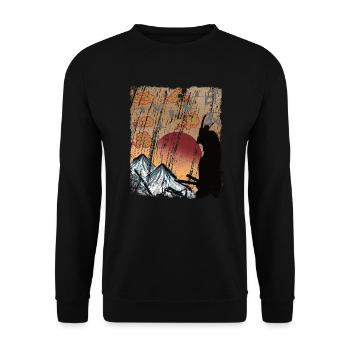 Japan Vintage Japanese Art Samurai - Unisex Sweatshirt - black - Front - Alina (178cm) & Michal (187cm)