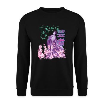 Retro Japan Geisha 80s Vaporwave - Unisex Sweatshirt - black - Front - Alina (178cm) & Michal (187cm)