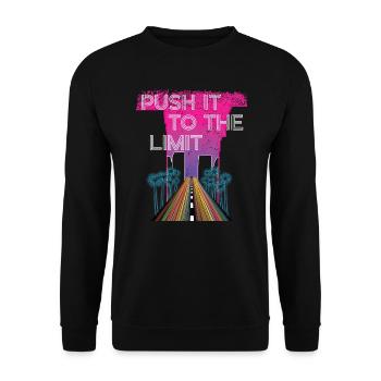 Retro 80er Vaporwave Vintage Streetwear - Unisex Pullover - Schwarz - Vorne - Alina (178cm) & Michal (187cm)