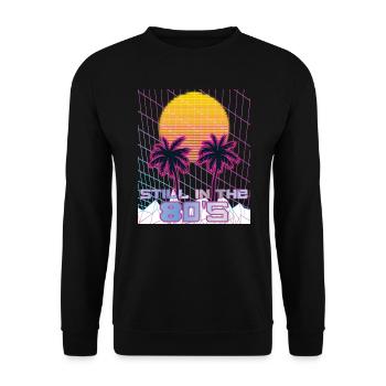 Retro Synthwave 80s Vintage Streetwear - Unisex Sweatshirt - black - Front - Alina (178cm) & Michal (187cm)