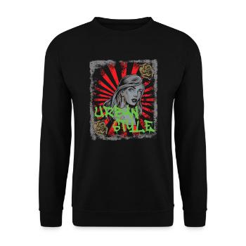 Vintage attraktive Frau Streetwear Urban - Unisex Pullover - Schwarz - Vorne - Alina (178cm) & Michal (187cm)