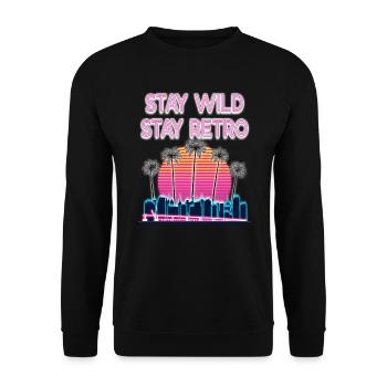 Retro 80s Vintage Vaporwave Streetwear - Unisex Sweatshirt - black - Front - Alina (178cm) & Michal (187cm)