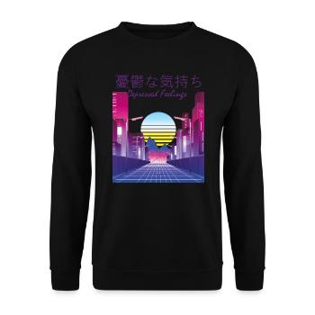 Retro 80s Aesthetics Vaporwave Vintage - Unisex Sweatshirt - black - Front - Alina (178cm) & Michal (187cm)