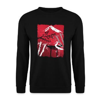 Japan Vintage Japanese Landscape Streetwear - Unisex Sweatshirt - black - Front - Alina (178cm) & Michal (187cm)
