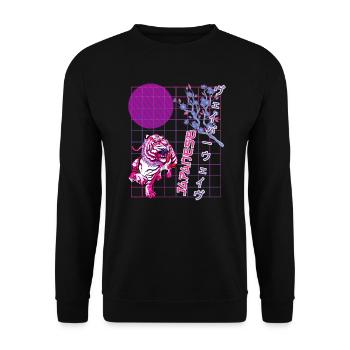 Japan Vaporwave 80's Retro Aesthetic Vintage - Unisex Sweatshirt - black - Front - Alina (178cm) & Michal (187cm)