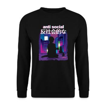 Vaporwave Girl anti social 80's retro aesthetic - Unisex Sweatshirt - black - Front - Alina (178cm) & Michal (187cm)