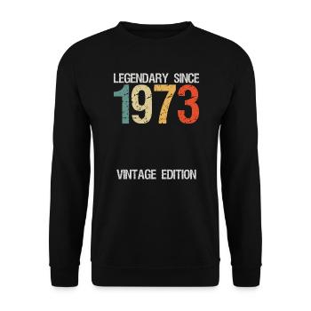 50. Geburtstag Legendary Since 1973 vintage - Unisex Pullover - Schwarz - Vorne - Alina (178cm) & Michal (187cm)