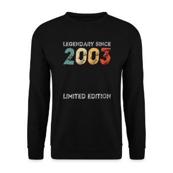 20. Geburtstag Legendary Since 2003 vintage - Unisex Pullover - Schwarz - Vorne - Alina (178cm) & Michal (187cm)