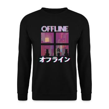 80's Retro Vaporwave Aesthetic Offline - Unisex Sweatshirt - black - Front - Alina (178cm) & Michal (187cm)