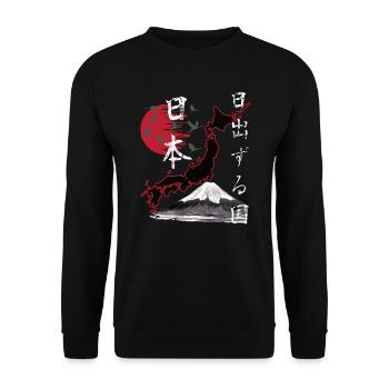Japan Vintage Land der aufgehenden Sonne - Unisex Pullover - Schwarz - Vorne - Alina (178cm) & Michal (187cm)