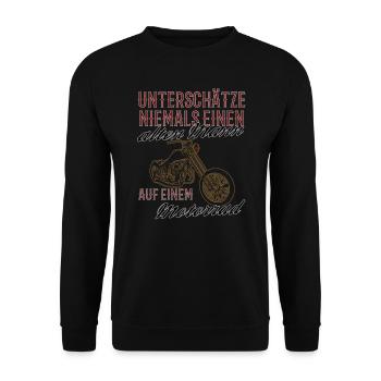 Lustiger Motorrad Spruch alter Mann Vintage - Unisex Pullover - Schwarz - Vorne - Alina (178cm) & Michal (187cm)