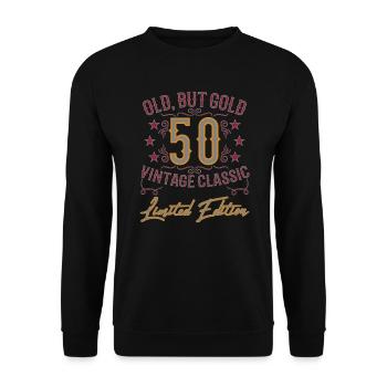 50th Birthday Vintage Lusy Saying - Unisex Sweatshirt - black - Front - Alina (178cm) & Michal (187cm)