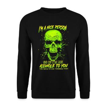 23F 0151 bk - Unisex Sweatshirt - black - Front - Alina (178cm) & Michal (187cm)