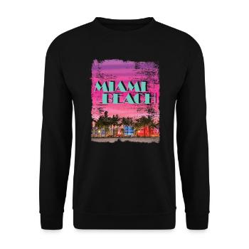 Miami Beach 80er Retro Vaporwave - Unisex Pullover - Schwarz - Vorne - Alina (178cm) & Michal (187cm)