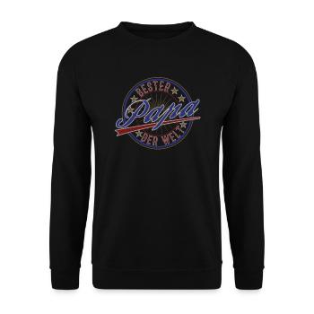 bester Papa Vintage Vater lustig - Unisex Pullover - Schwarz - Vorne - Alina (178cm) & Michal (187cm)