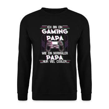 Gaming Papa Lustiger Gamer Spruch - Unisex Pullover - Schwarz - Vorne - Alina (178cm) & Michal (187cm)