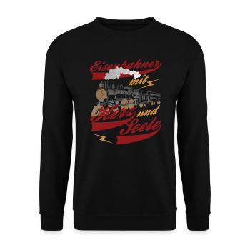 Eisenbahn Eisenbahner Vintage - Unisex Pullover - Schwarz - Vorne - Alina (178cm) & Michal (187cm)