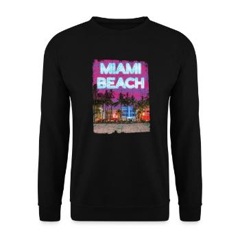 Miami 80er Retro Vaporwave - Unisex Pullover - Schwarz - Vorne - Alina (178cm) & Michal (187cm)