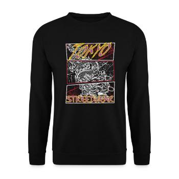 Japan japanischer Drache Streetwear - Unisex Pullover - Schwarz - Vorne - Alina (178cm) & Michal (187cm)