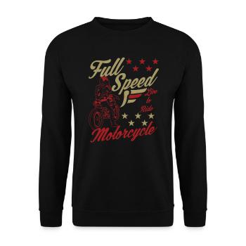 Motorrad Biker Full Speed Vintage - Unisex Pullover - Schwarz - Vorne - Alina (178cm) & Michal (187cm)