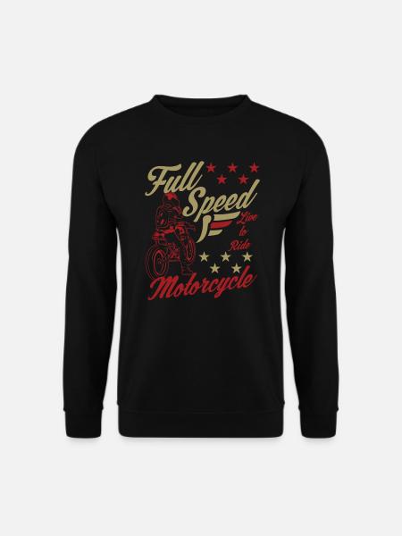 Motorrad Biker Full Speed Vintage - Unisex Pullover - Schwarz