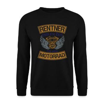 Rente Motorrad Rentner Bike Vintage - Unisex Pullover - Schwarz - Vorne - Alina (178cm) & Michal (187cm)