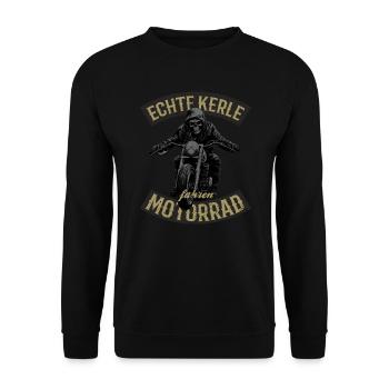 Motorrad Vintage lustiger Spruch - Unisex Pullover - Schwarz - Vorne - Alina (178cm) & Michal (187cm)