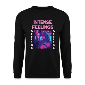 Anime 80s Retro Vaporwave Intense Feelings - Unisex Sweatshirt - black - Front - Alina (178cm) & Michal (187cm)