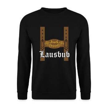 Bayern Volksfest Lederhose Lausbub - Unisex Pullover - Schwarz - Vorne - Alina (178cm) & Michal (187cm)
