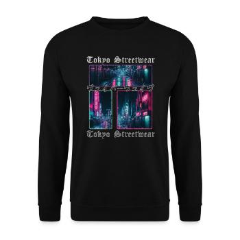Vaporwave Aesthetics Japan Tokyo Streetwear - Unisex Sweatshirt - black - Front - Alina (178cm) & Michal (187cm)