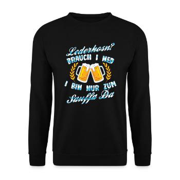 Bayern Volksfest Lederhose Saufen - Unisex Pullover - Schwarz - Vorne - Alina (178cm) & Michal (187cm)